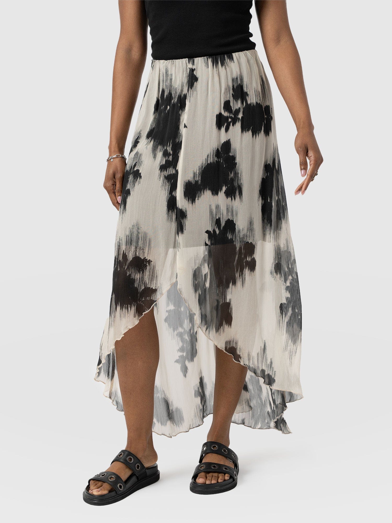 Lexi High Low Skirt - White Fade Floral